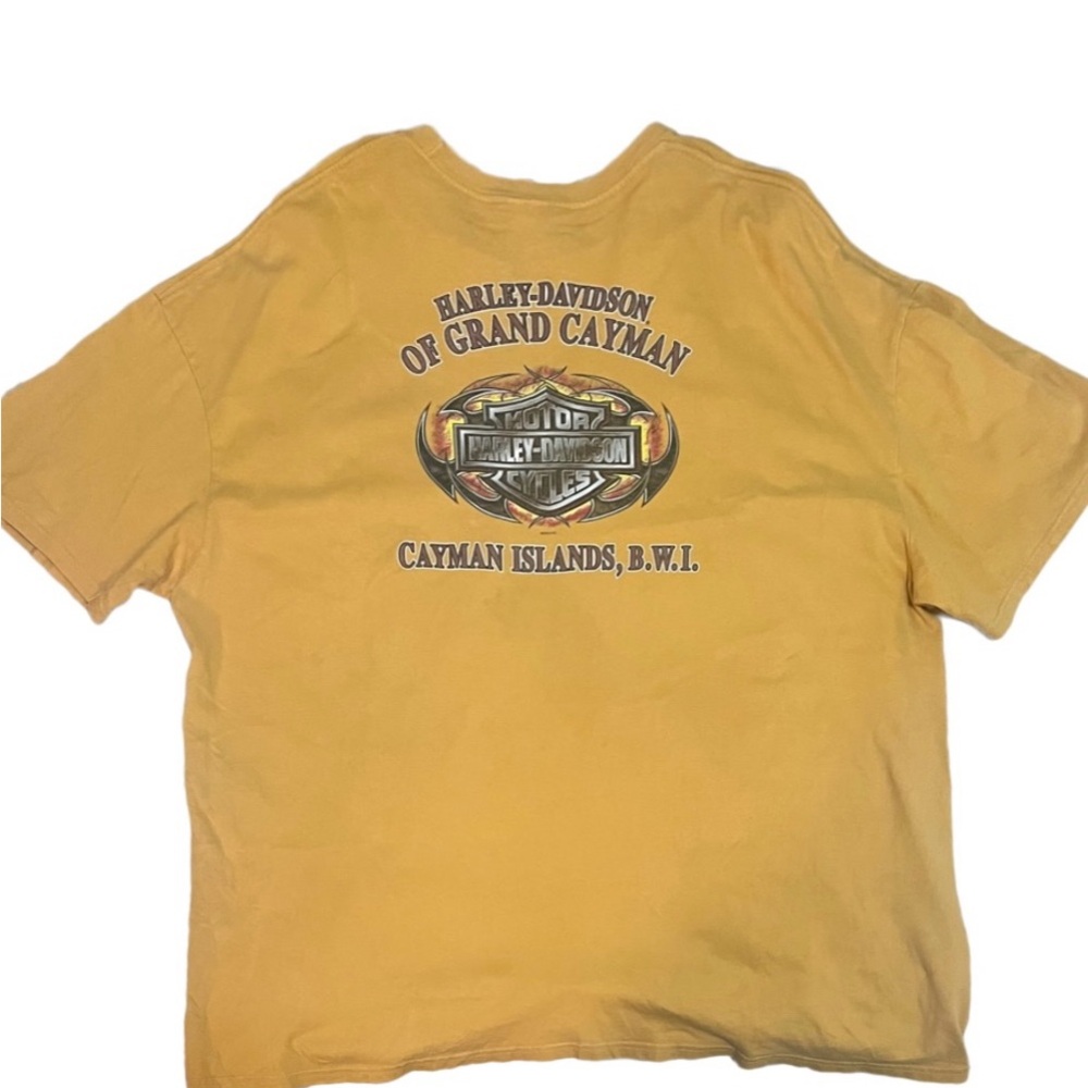Harley-Davidson Men Yellow Grand Cayman Motorcycle Graphic Tee